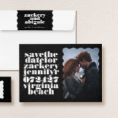 Vet geschulpte rand wit zwart QR code foto Save The Date