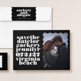 Vet geschulpte rand wit zwart QR code foto Save The Date