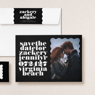 Vet geschulpte rand wit zwart QR code foto Save The Date