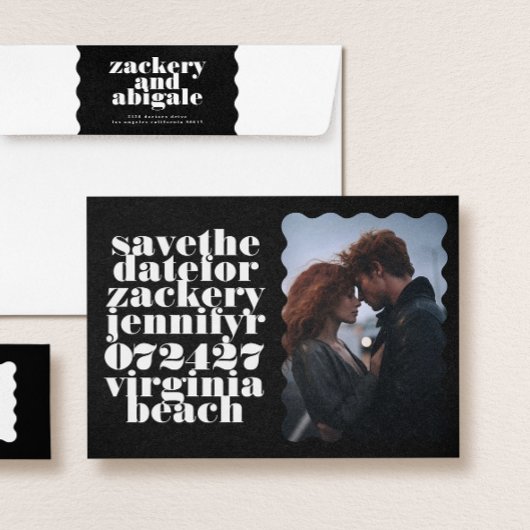 Vet geschulpte rand wit zwart QR code foto Save The Date