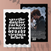 Vet geschulpte rand zwart wit QR code foto Save The Date