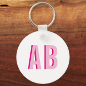 Vet gestapeld roze 2 letter monogram sleutelhanger (Voorkant)