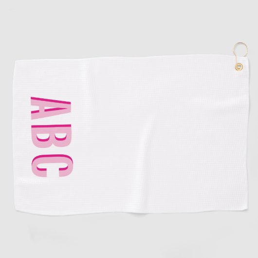 Vet gestapeld roze 3 letter monogram golfhanddoek (Horizontaal)