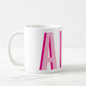 Vet gestapeld roze 3 letter monogram koffiemok (Links)