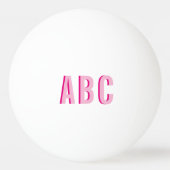 Vet gestapeld roze 3 letter monogram pingpongbal (Voorkant)