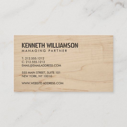 Vet gestencild hout constructie Visitekaartje (Achterkant)