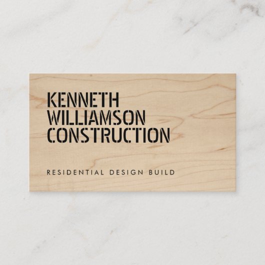 Vet gestencild hout constructie Visitekaartje (Voorkant)