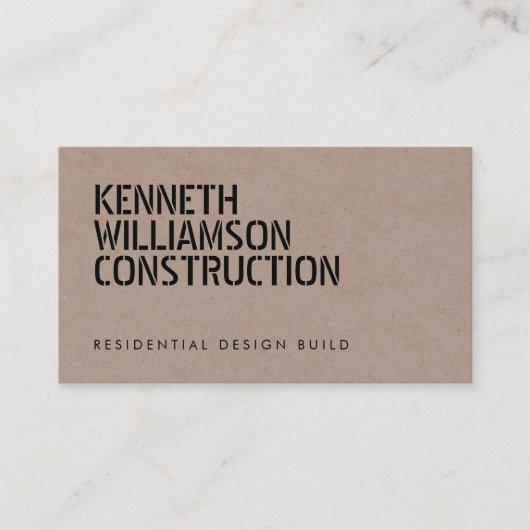 Vet gestenciled constructie Visitekaartje (Voorkant)