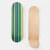 Vet gestreept skateboard - blauw, Limoen en geel (Voorkant)