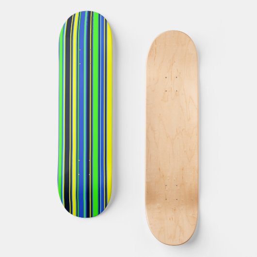 Vet gestreept skateboard - blauw, Limoen en geel (Voorkant)