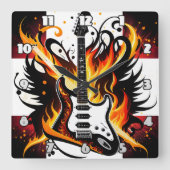 Vet gitaarontwerp met levendige kleuren vierkante klok (Voorkant)