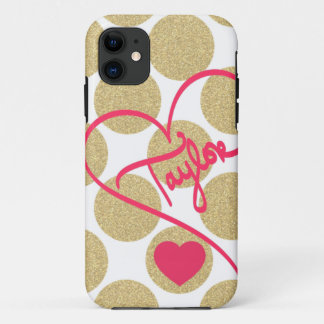 Vet Glitter Gold Stippen Hart- en handgeschreven n Case-Mate iPhone Case