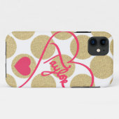 Vet Glitter Gold Stippen Hart- en handgeschreven n Case-Mate iPhone Case (Achterkant (horizontaal))