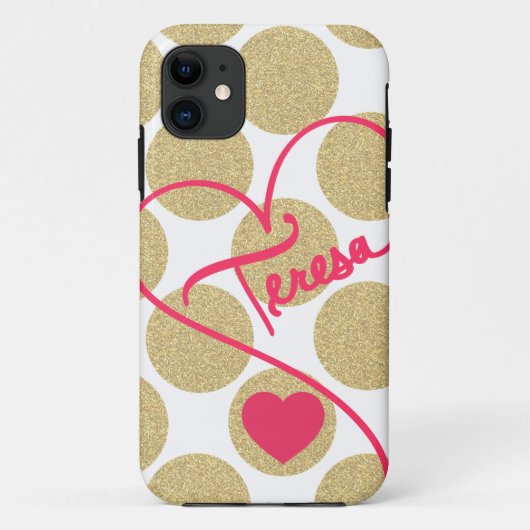 Vet Glitter Gold Stippen Hart- en handgeschreven n Case-Mate iPhone Case (Achterkant)