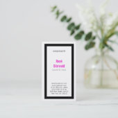 Vet, goed leesbaar, zwart en magenta visitekaartje (Staand voorkant)