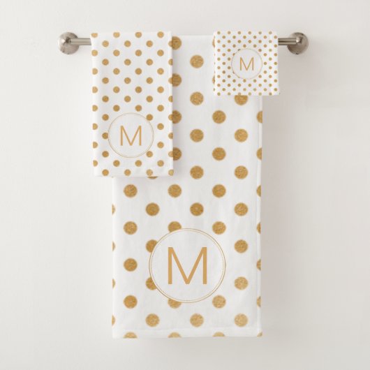 Vet Gold Dot Monogram, ENIG COLOR achtergrond! Bad Handdoek (Insitu)