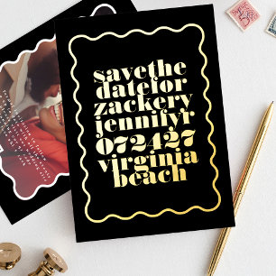 Vet golvend Lijst zwart goud QR code foto Folie Uitnodiging