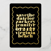 Vet golvend Lijst zwart goud QR code foto Folie Uitnodiging (Voorkant)