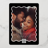 Vet golvend Lijst zwart goud QR code foto Folie Uitnodiging (Achterkant)