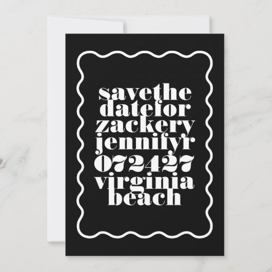 Vet golvend Lijst zwart wit QR code foto Save The Date (Voorkant)