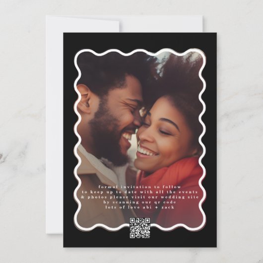 Vet golvend Lijst zwart wit QR code foto Save The Date (Achterkant)