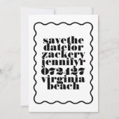 Vet golvend Lijst zwart wit QR code foto Save The Date (Voorkant)