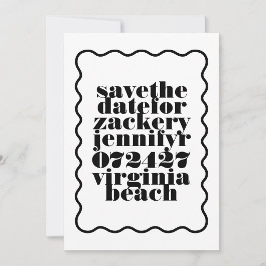 Vet golvend Lijst zwart wit QR code foto Save The Date (Voorkant)