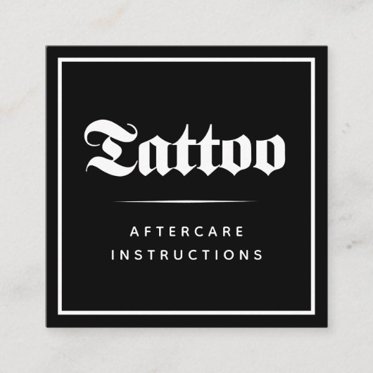 Vet gotisch Tattoo nazorginstructies Vierkante Visitekaartje (Voorkant)