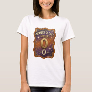 Vet Goud AANTAL DAGEN NUCHTER 0 Artistiek Motief T-shirt