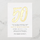 Vet goud elegant 50e verjaardag viering invitat folie uitnodiging (Voorkant)