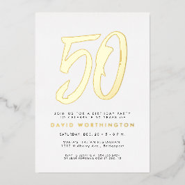 Vet goud elegant 50e verjaardag viering invitat folie uitnodiging