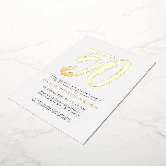 Vet goud elegant 50e verjaardag viering invitat folie uitnodiging (Gedraaid)