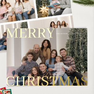 Vet Goud Familiejaar in Review Foto Kerst Folie Feestdagenkaart
