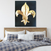 Vet Goud Fleur de lis print op zwart (Insitu (Slaapkamer))