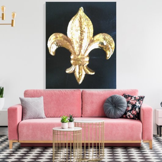 Vet Goud Fleur de lis print op zwart (Insitu (Woonkamer))