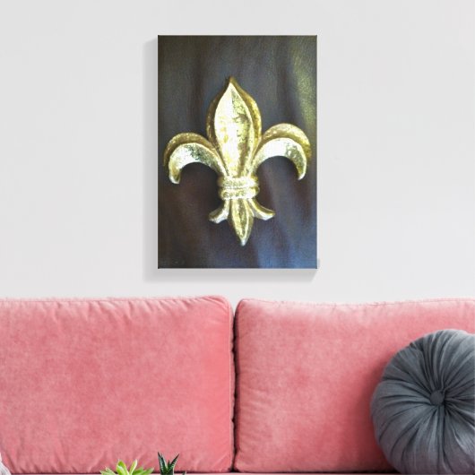 Vet Goud Fleur de lis print op zwart (Insitu (Woonkamer))