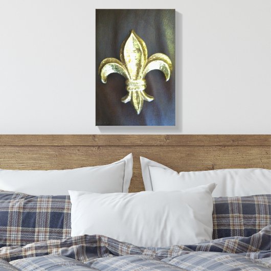 Vet Goud Fleur de lis print op zwart (Insitu (Slaapkamer))