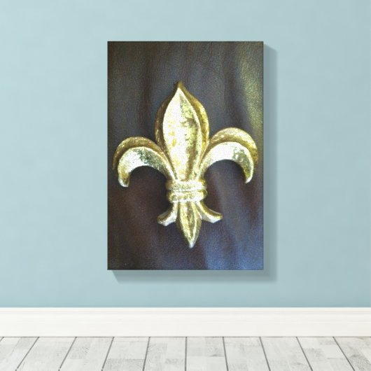 Vet Goud Fleur de lis print op zwart (Insitu (Houten vloer))