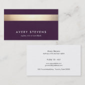 Vet Goud Gekleurd Gestreept Modern Paarse Chic 2 Visitekaartje (Voorkant / Achterkant)