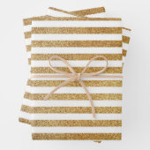 Vet goud glitter en witte strepen inpakpapier vel (In situ)