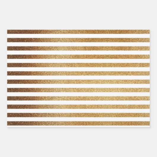 Vet goud glitter en witte strepen inpakpapier vel (Voorkant)