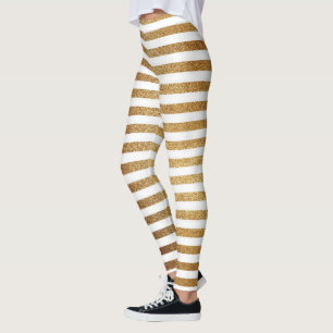 Vet goud glitter en witte strepen leggings