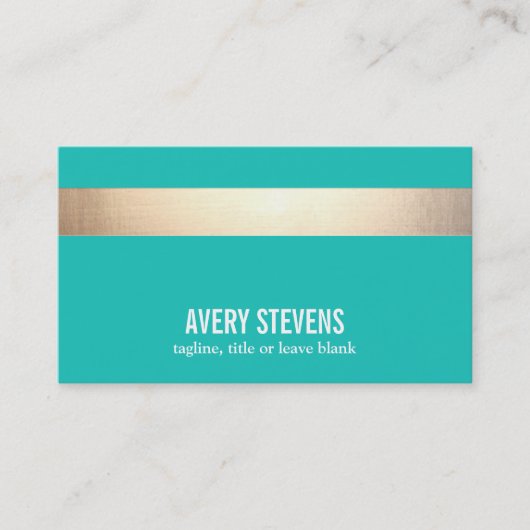 Vet goud met gekleurde striped Moderne Turquoise C Visitekaartje (Voorkant)