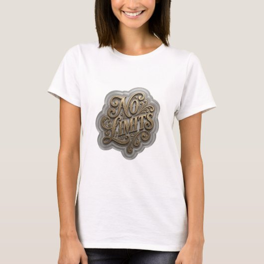 Vet goud NO LIMITS Print T-shirt (Voorkant)