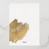 Vet goud penseelstreek wit chique bruiloft initial folie uitnodiging (Achterkant)