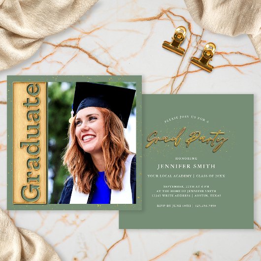 Vet Goud Sage Foto Afstuderen Afstuderen Partij Kaart