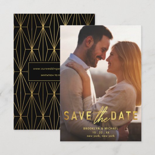 Vet Goud Save the Date Wedding Aankondiging (Voorkant / Achterkant)