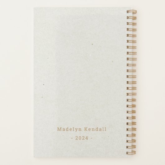 Vet Goud Script Typografie Gepersonaliseerd Ivoor Planner (Achterkant)