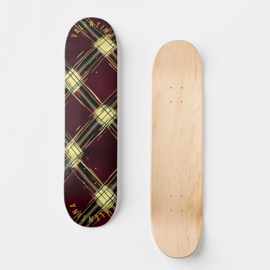 Vet Gouden Accenten Kerst Tartan Plaid Design Persoonlijk Skateboard (Voorkant)