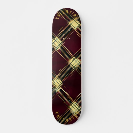 Vet Gouden Accenten Kerst Tartan Plaid Design Persoonlijk Skateboard (Voorkant)